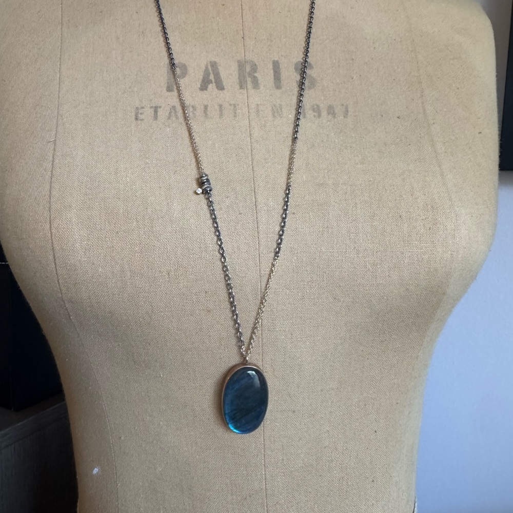 Jamie Joseph Labradorite 14k Gold & Oxidized Silver Large Pendant Necklace
